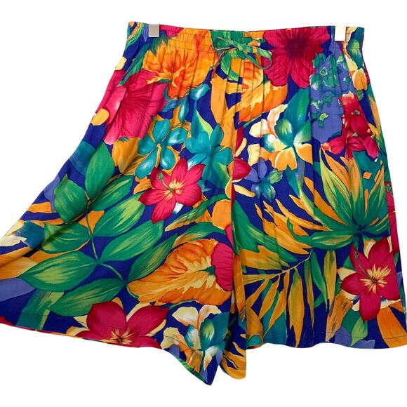 Vintage 80s/90s Alfred Dunner Tropical Floral Culottes Shorts sz 14 Petite Large - Picture 4 of 10